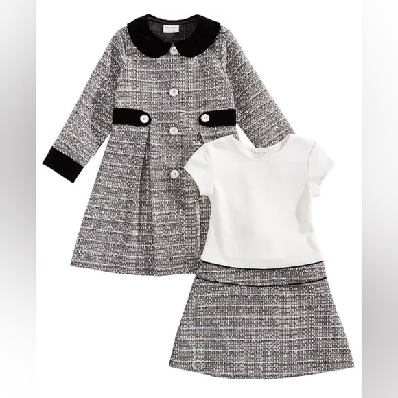 EUC Blueberi Boulevard Tweed Coat Matching Dress Set Size 2T - Picture 1 of 4
